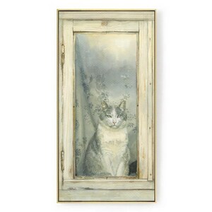 Cat in Window Watercolor Giclée Print: Cottagecore Home Decor