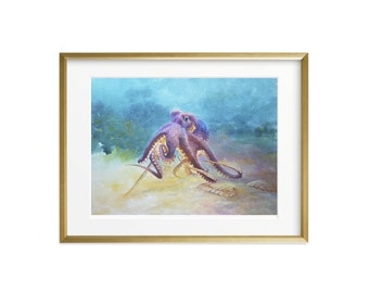 Octopus Watercolor Print, Octopus Art Print, Watercolor Art, Animal Watercolor, Octopus Home Decor Wall Art, Octopus Painting Print