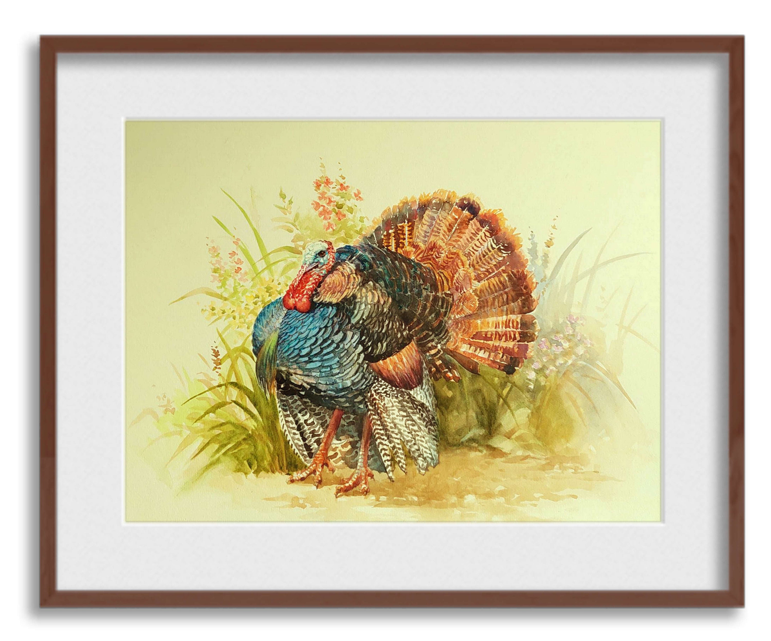 Wild Turkey Watercolor Painting Print: Vintage Cabin Art - Etsy