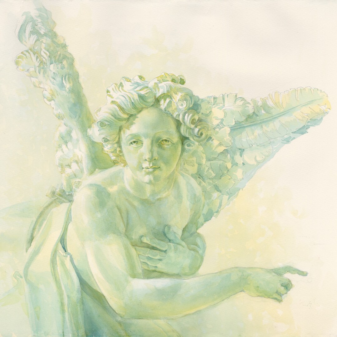 Angel Art Print From an Original Watercolor Painting by OVS. Angel Wall