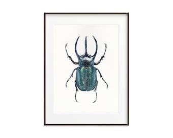 large Beetle Wall Decor. Watercolor Giclee Print.  Bug art print. Insect Wall Decor. Insect home decor. Beetle art work. Beetle Art print