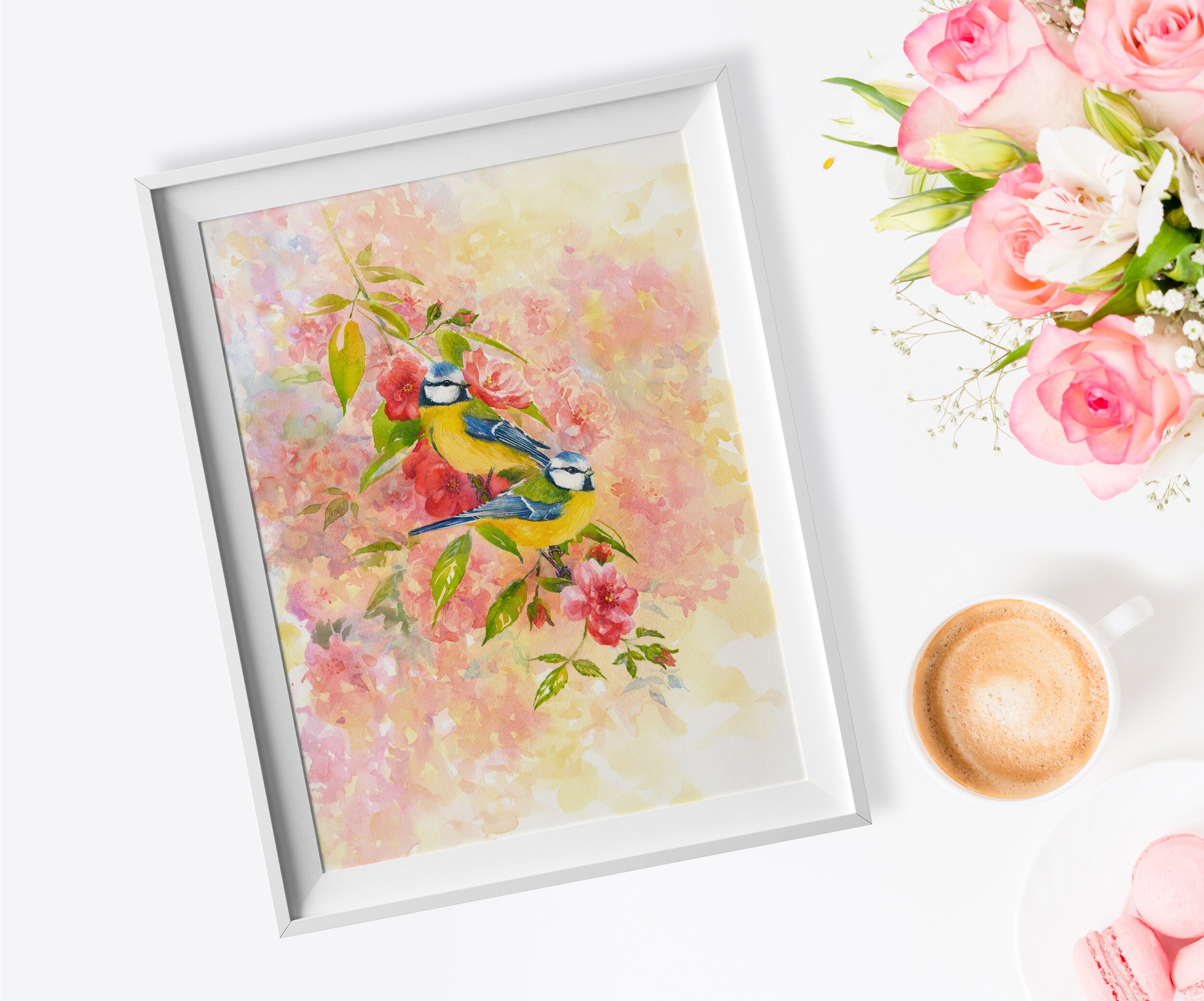 Love Birds Decor Print & Original Watercolor painting. Large Etsy