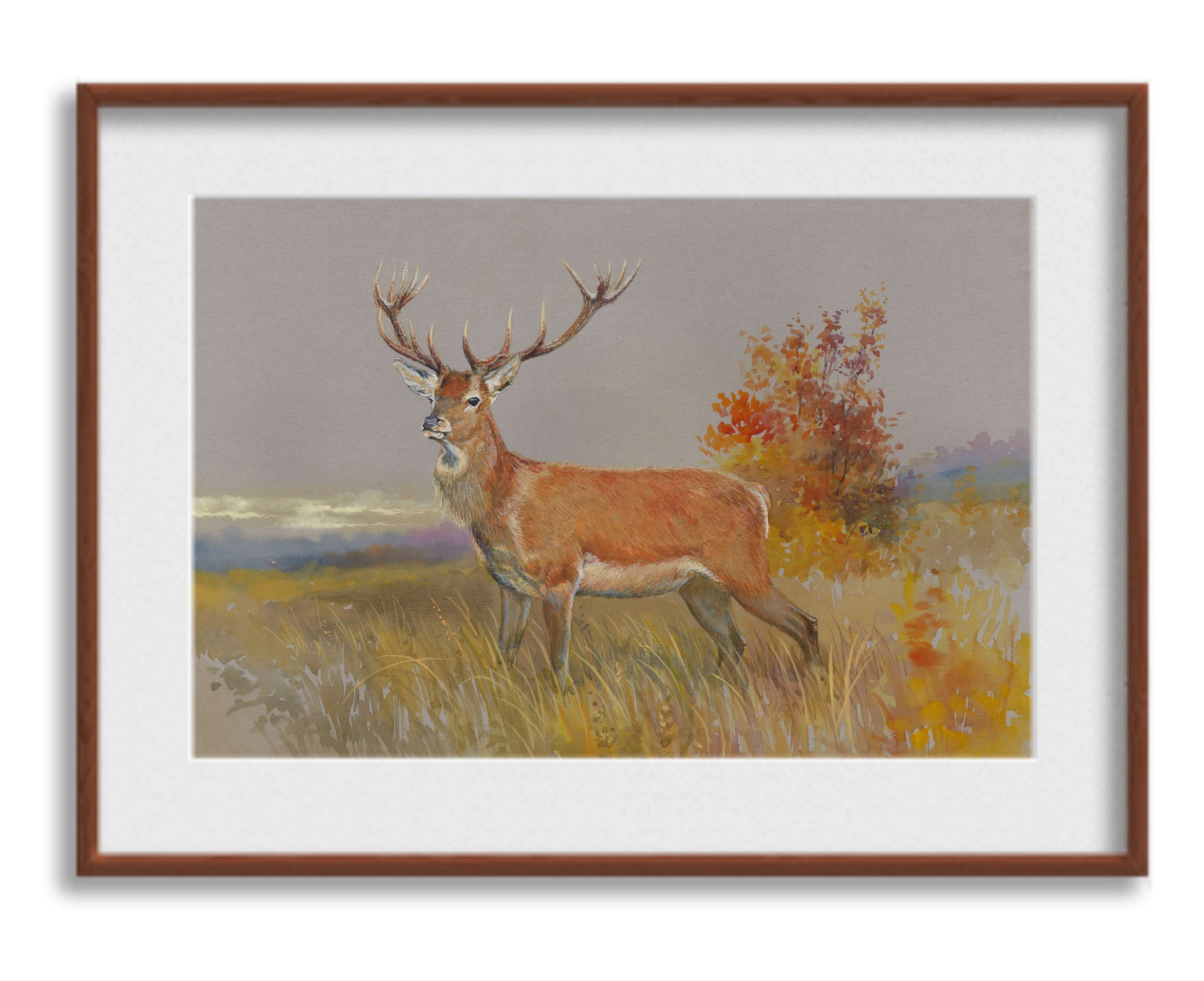 Elk Print. Elk Watercolor painting Elk wall art Stag wall Etsy