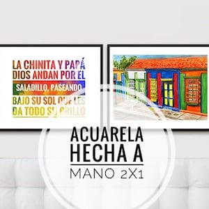 El Saladillo Set 2 Zulia Maracaibo Acuarela Gaitas La Chinita Cuadros de Venezuela Print Caracas Venezolano Navidad Venezolana Frases