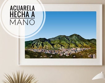 El Ávila Caracas Venezuela Acuarela Hecho a mano Waraira Repano Parque nacional El Ávila Cerro El Ávila