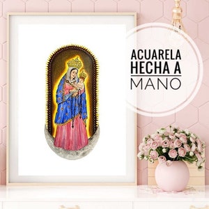 Virgen de Chiquinquirá Nuestra Señora Del Rosario de Chiquinquira La Chinita Venezuela Zulia Colombia Acuarela hecha a mano Imprimible
