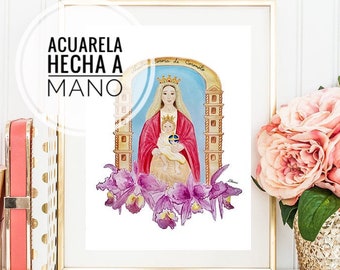 Virgen de Coromoto Nuestra Señora de Coromoto Patrona de Venezuela Estado Portuguesa Guanare Caracas Cuadro frame regalo orquídeas flor