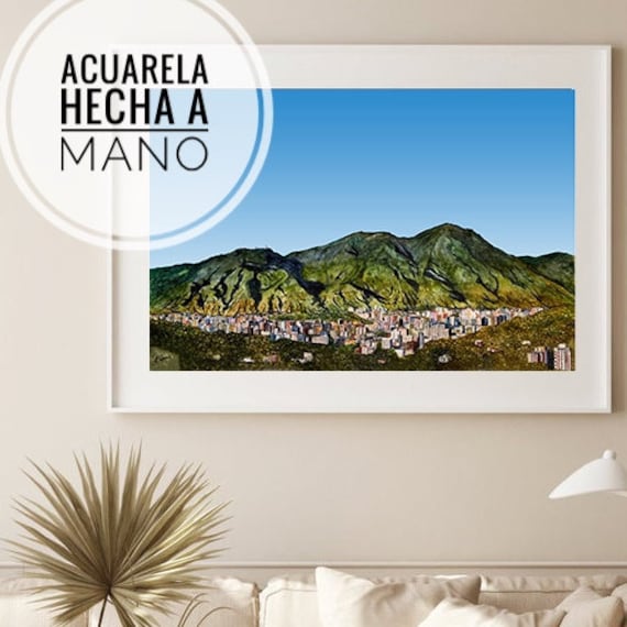 El Ávila Caracas Venezuela Acuarela Hecho a mano Waraira Repano Parque nacional El Ávila Cerro El Ávila