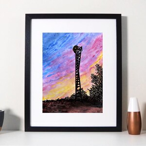 Reloj de la UCV Torre de Reloj Cuadro Caracas Venezuela Universidad Central de Venezuela Acuarela Watercolor Impresión Digital image 5