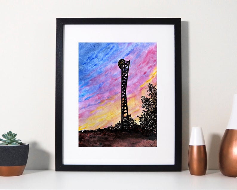 Reloj de la UCV Torre de Reloj Cuadro Caracas Venezuela Universidad Central de Venezuela Acuarela Watercolor Impresión Digital image 5