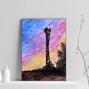 Reloj de la UCV Torre de Reloj Cuadro Caracas Venezuela Universidad Central de Venezuela Acuarela Watercolor Impresión Digital image 7