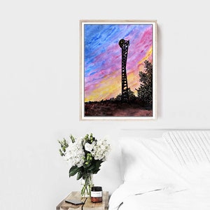 Reloj de la UCV Torre de Reloj Cuadro Caracas Venezuela Universidad Central de Venezuela Acuarela Watercolor Impresión Digital image 6
