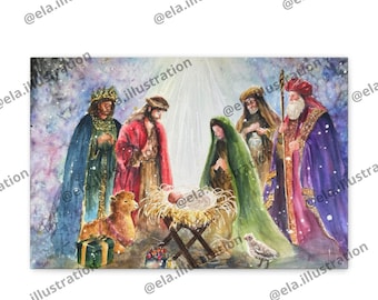 Nativity Scene Canvas Art, Holiday Decor, Religious Wall Art, Christmas Decoration, Meaningful Gift, Home Decor