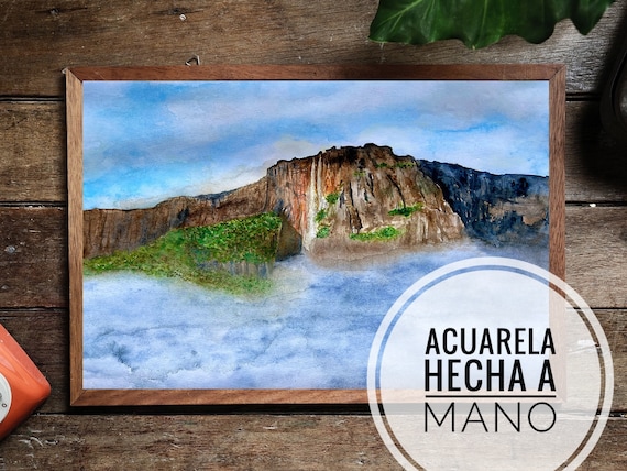 Salto Angel Acuarela Waterfall Cataratas Venezuela Digital Download Estado Bolívar Cuadro Impresión Digital