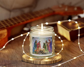 Scented Candles - Nativity Scene Coconut Apricot Wax, Cozy Home Fragrance, Christmas Gift, Holiday Decor, Relaxation