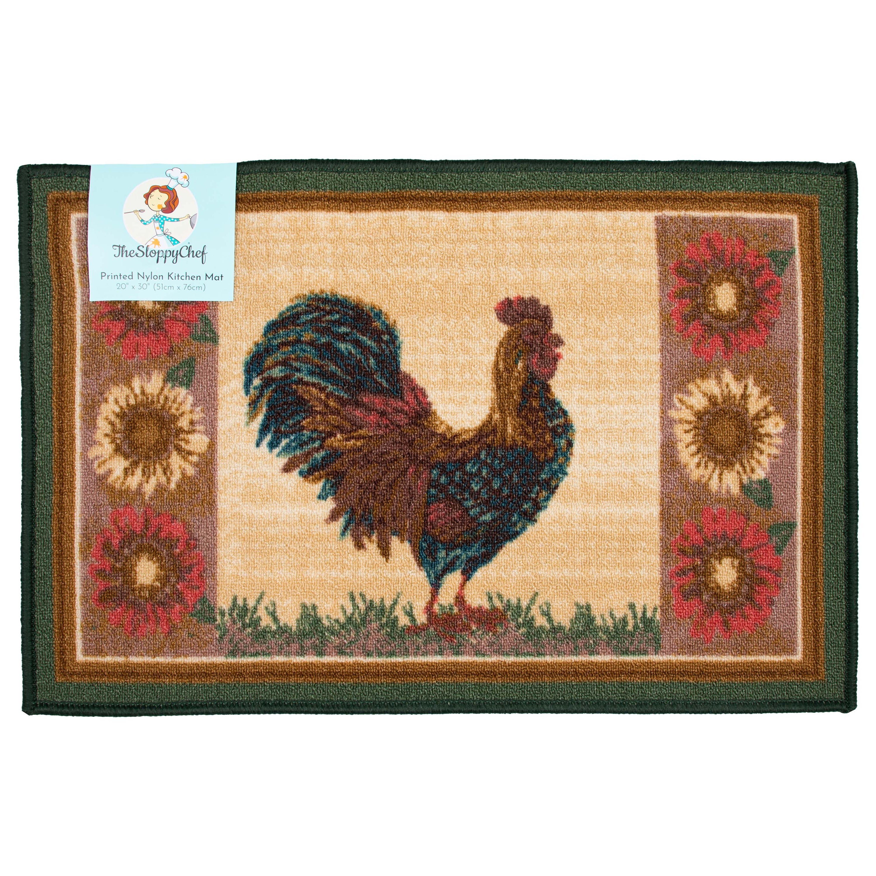 Sunnydaze Kitchen Floor Mat - 23-Inch L x 35-Inch W - Brown Rooster