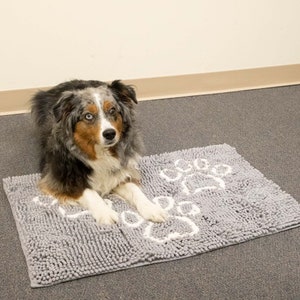 Soft Chenille Dog Mat with Paw Print Design - Size and Color Options - Cute Packaging - Perfect Gift Idea