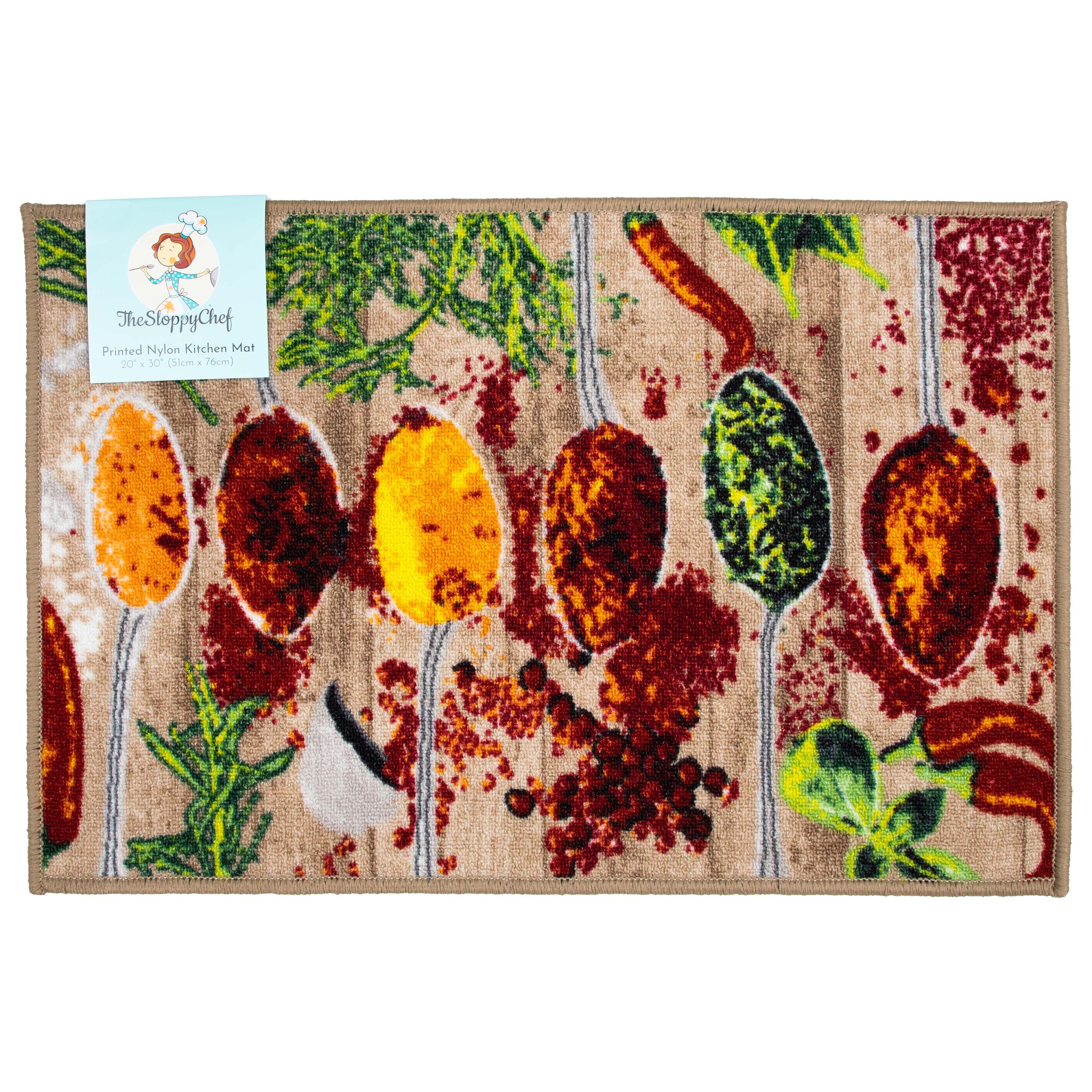 Sloppy Chef Printed Kitchen Area Rug, 20x60, Non-Skid Latex Backing, Design Options, Size: 20 x 60