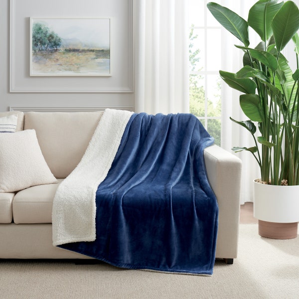 Plush to Sherpa Throw Blankets and Bed Blankets - Size and Color Options  - Soft, Double Sided, Warm and Cozy Bedding for Home