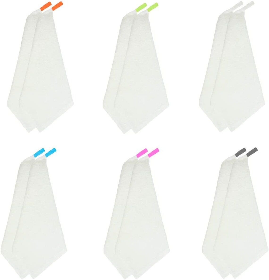 12 Pack of Washcloths W/ Colored Hanging Loops 12 X 12 Etsy