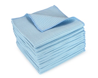 12 Pack of Waffle Microfiber Cleaning Cloths - Color Options - 16 x 16 - Multi-Purpose Cleaning Cloths