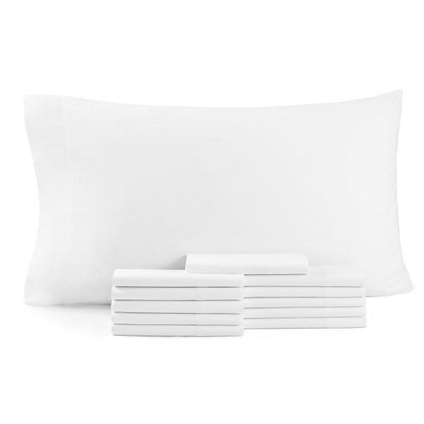 12 Pack of Lulworth White Pillowcases - Soft Durable Bulk Pack - Standard Size 20 x 30 Pillowcase - Machine Washable Arkwright Bedding