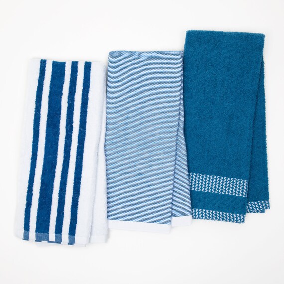 3piece High Quality Blue White Striped Tea Towel Kitchen Towel