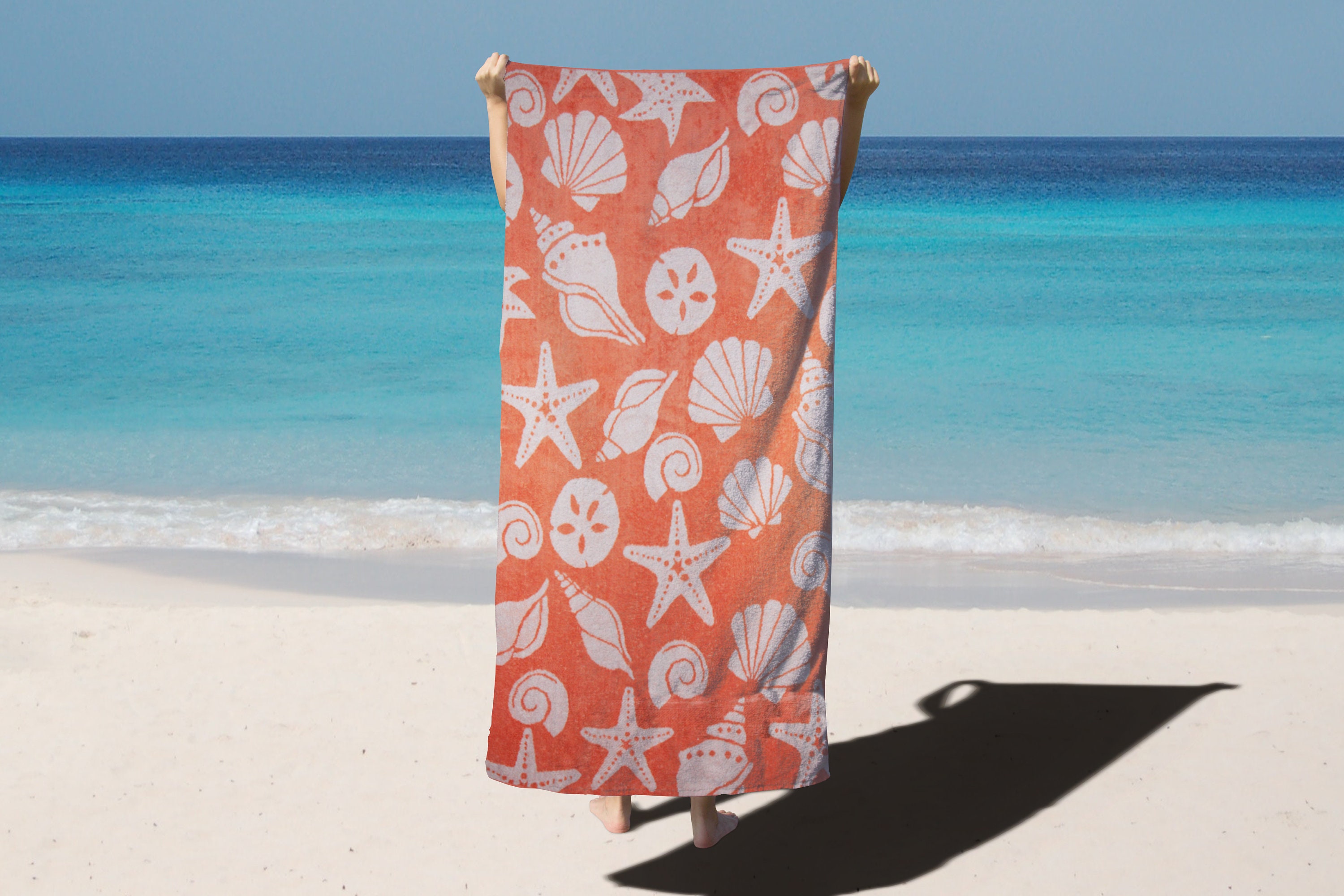Eqwljwe Starfish Shell Pearl Beach Hand Towels 30x60 in Beach Sea Ocean Marine Nautical Sand Bathroom Towel Soft Absorbent Summer Wave Small Bath
