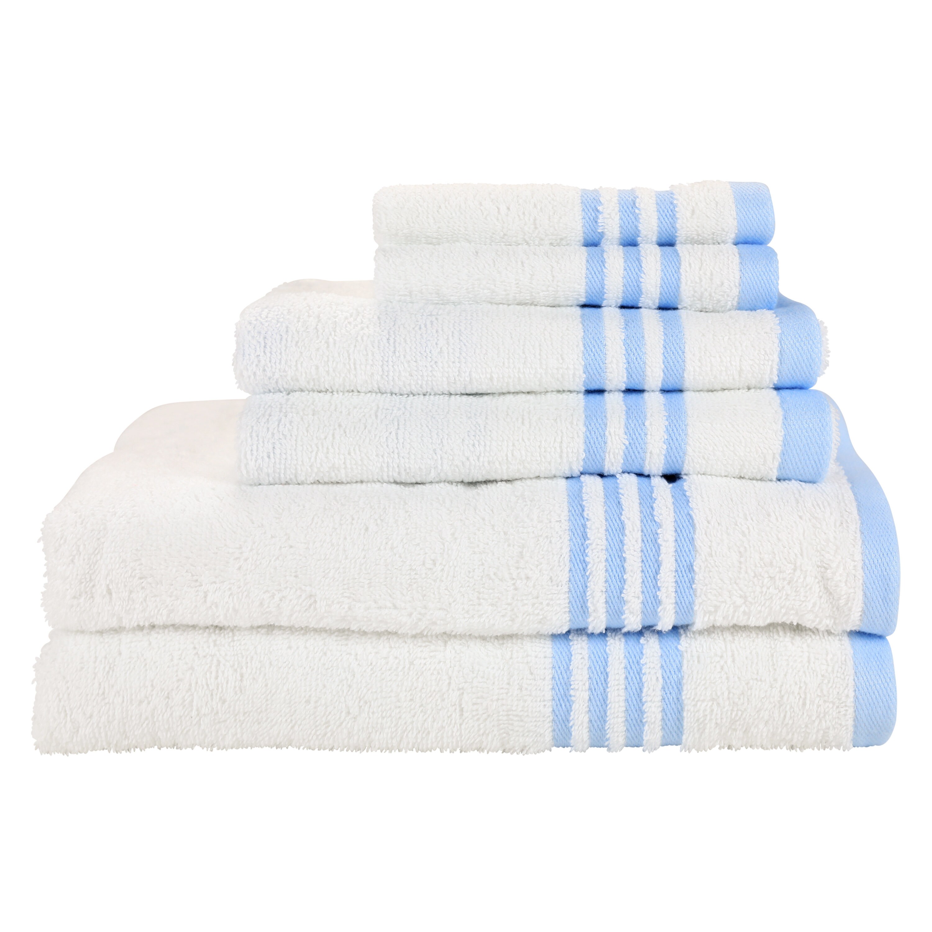 6 Piece Metro Bathroom Towel Set Soft Ring-Spun Cotton Striped Color Options 