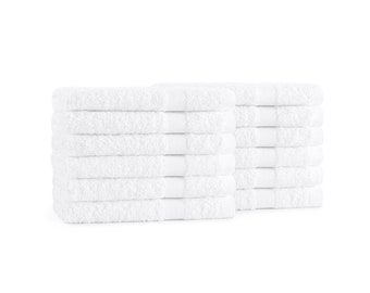 Admiral Hospitality Washcloths (12 Pack), White, Cotton/Poly Blend, For Bathroom Hotel, Motel, Home, AirBNB, Durable