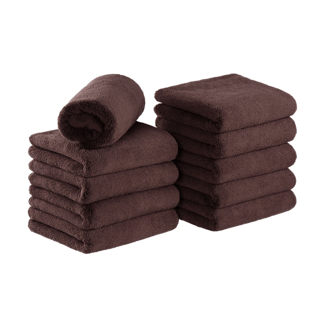 Coral Fleece Bleachsafe Salon Towels pack of 10, Microfiber, Absorbent Hair Drying Bulk Towel