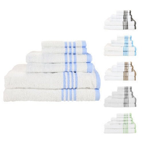 Hand Bath Towels Sheet Stripped Quality Towel Bale Sets 100% Cotton 600 GSM 8 Pc 