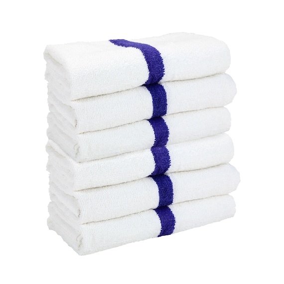 6 Pack of Gym Power Bath Pool Towels Striped Color Options 22 X 44