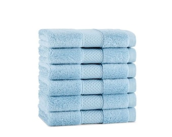 Egyptian Cotton Luxury Washcloths - (Pack of 6) Oversized Ultra Soft Thick & Absorbent, 13 x 13in, 600 GSM, Color Options