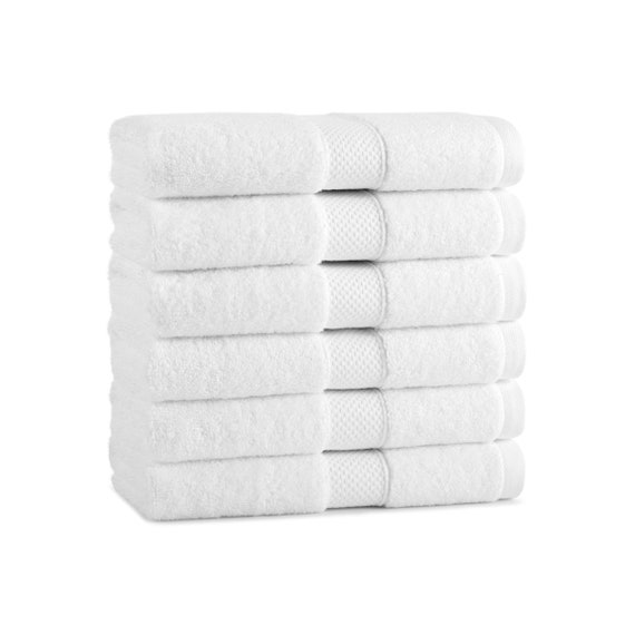 Egyptian Hand Towels pack of 6 Oversized Ultra Soft Thick & Absorbent, 100%  Ringspun Egyptian Cotton 600 GSM, 16 X 30 In 