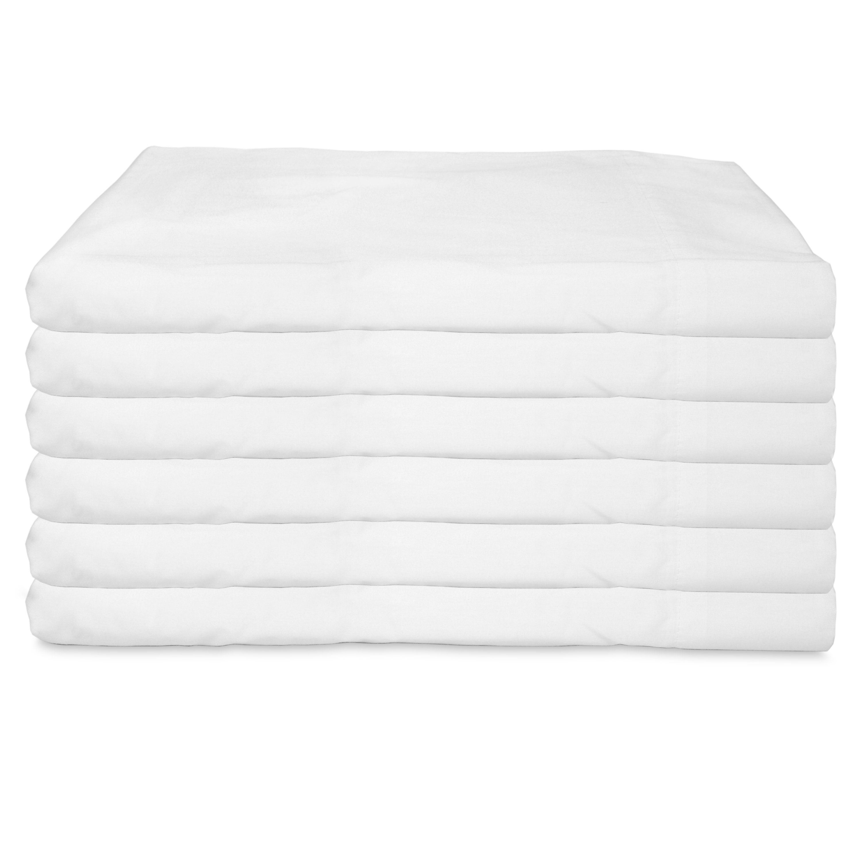 6 Pack of Flat Bed Sheets Size Options White Soft 55% | Etsy