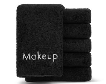 Coral Fleece Makeup Removal Towels (6 Pack) - Soft Microfiber, Embroidered, Size Options of 13 x 13 and 11x17 - Color Options