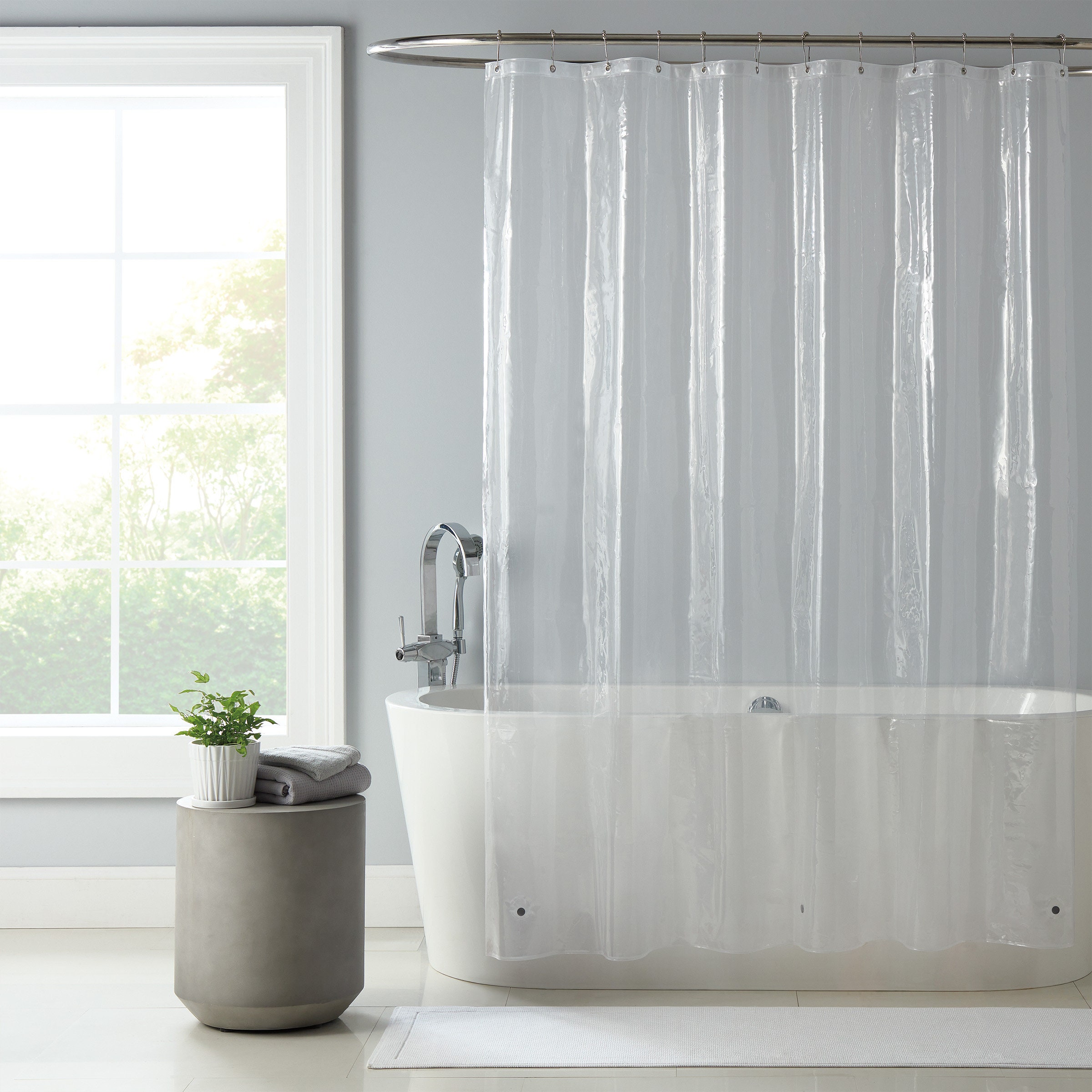 Jakooz Rollup Shower Curtain for Bathroom. Waterproof, 100% PEVA, Heavy  Duty Shower Roller Blind Curtain for Bathtub. No Rods, No Hooks, No Rings!