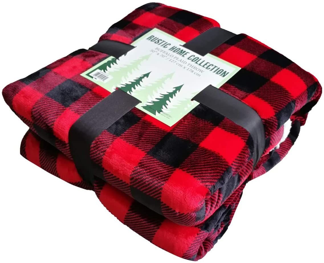 Arkwright 6 Pack of Buffalo Plaid Kitchen Towels - 20 x 30 - Black