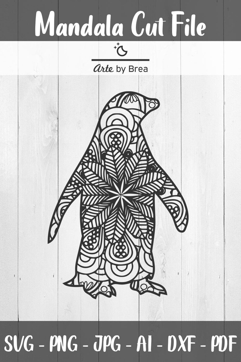Penguin Mandala svg Penguin svg Penguin silhouette svg Cut ...