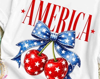 America Cherries PNG, July 4th Design, 250 years (Digital Download)