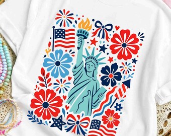 Statue of Liberty 4th of July PNG, American USA Sublimation Design (Digital Download)