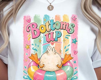 Bottoms Up Duck PNG, Preppy Summer Duck Design, Cute Lake Girl Graphic, Colorful Beach Vibe Shirt, Sublimation design, Digital Download