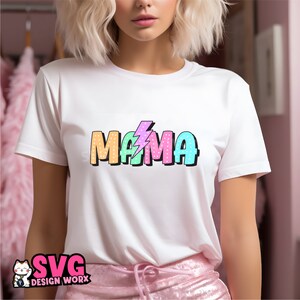 Maman PNG, Design par sublimation, Griffonnage lumineux, Téléchargement numérique, DTF, Design de tshirt pour maman, Cadeau pour la fête des Mères