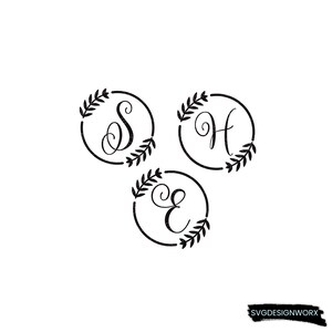 Hermoso archivo de corte Alphabet Monogram / monogramas AtoZ con hojas / SVG y PNG