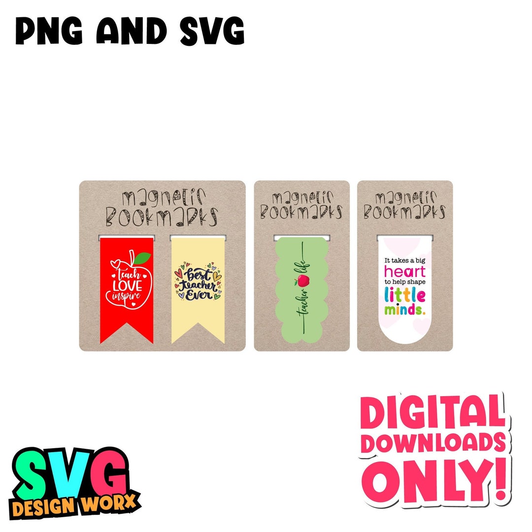 Printable Magnetic Bookmarks Digital Files, Teacher Bookmarks,digital ...