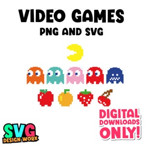 Retro Old style Video games, Pixel art, Video game PNG, Digital files, Pac man