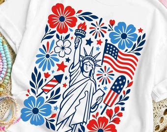 Retro 4th of July PNG, Statue of Liberty USA Shirt Design (Digital Download)