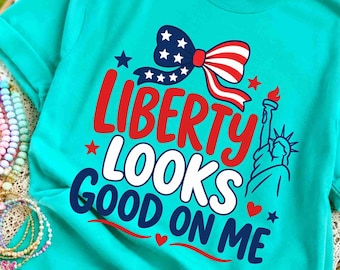 Liberty looks good PNG, Retro 4th of July Shirt Design, Patriotic USA Independence Day PNG, American Flag Statue of Liberty Graphic
