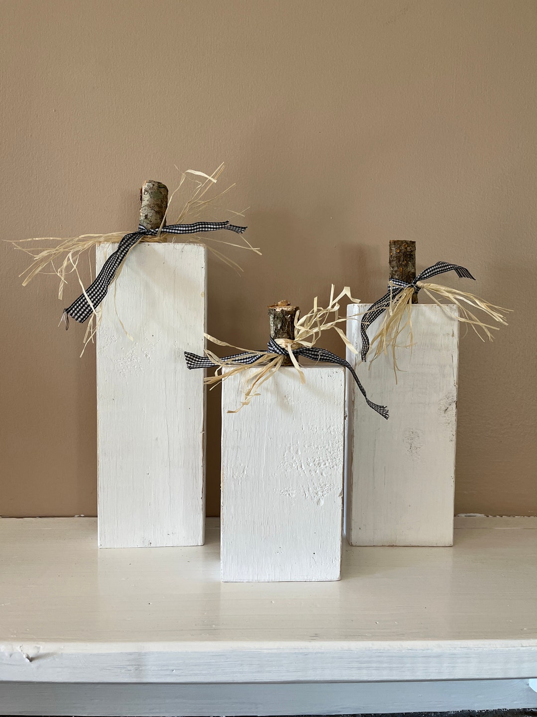 Wood Block Pumpkins, Rustic Fall Decor - Etsy